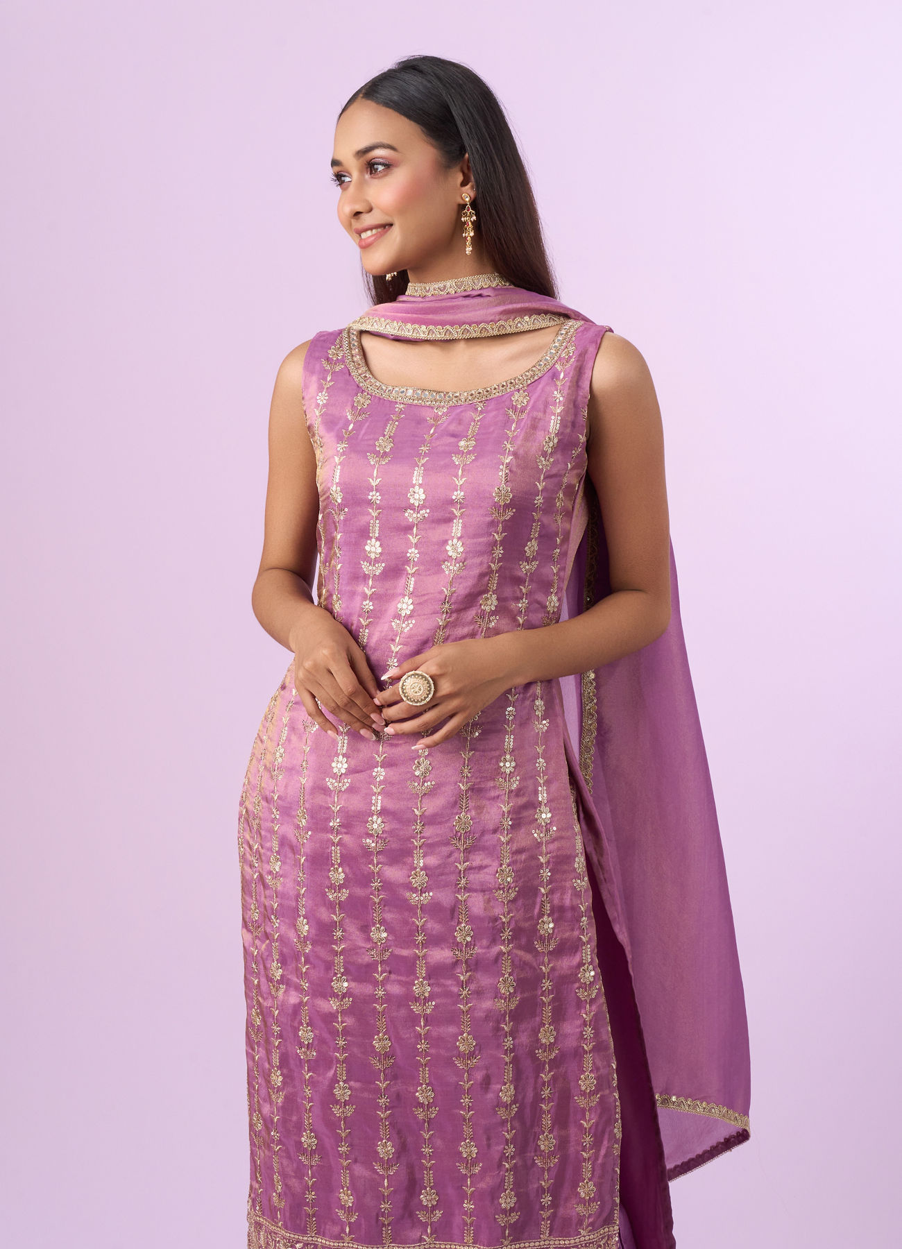 Mohey Women Purple Hue Straight Suit