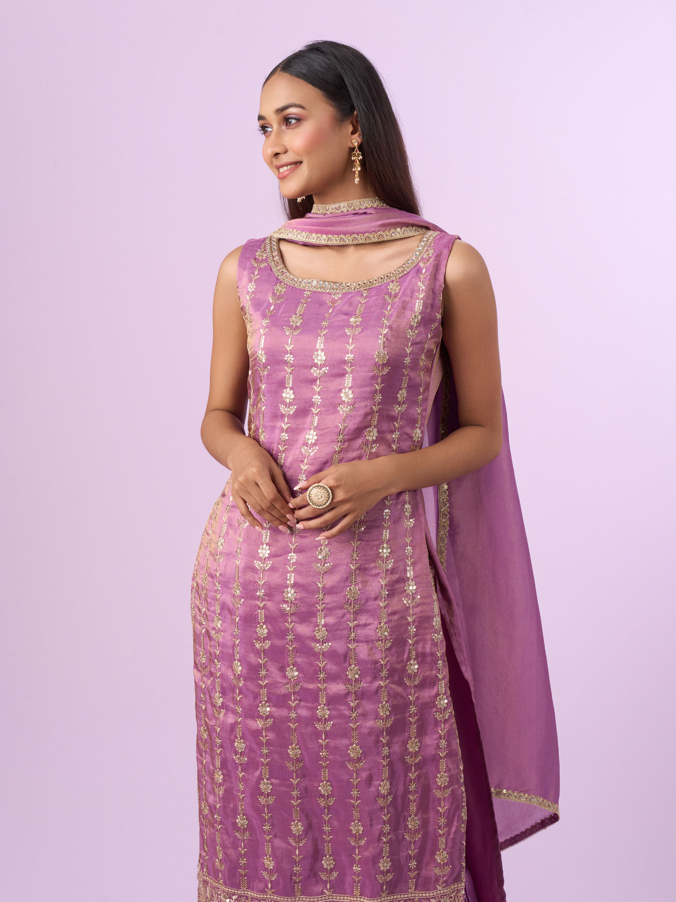 Mohey Women Purple Hue Straight Suit