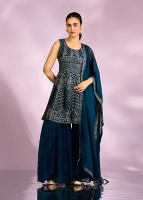 Mohey Women Exquisite Blue Palazzo Suit