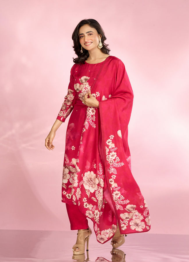 Mohey Women Blushing Pink Radiance Straight Suits