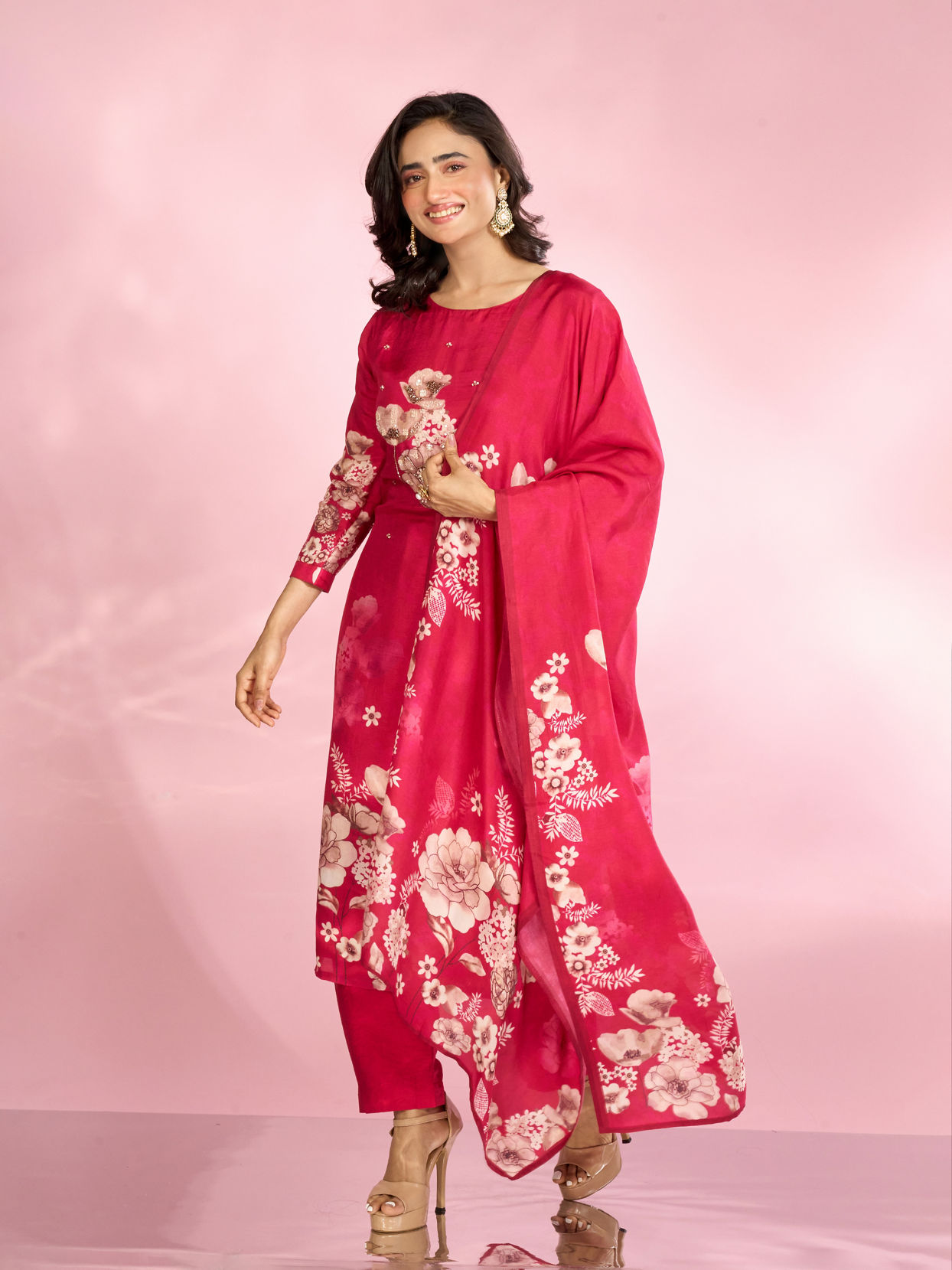 Mohey Women Blushing Pink Radiance Straight Suits