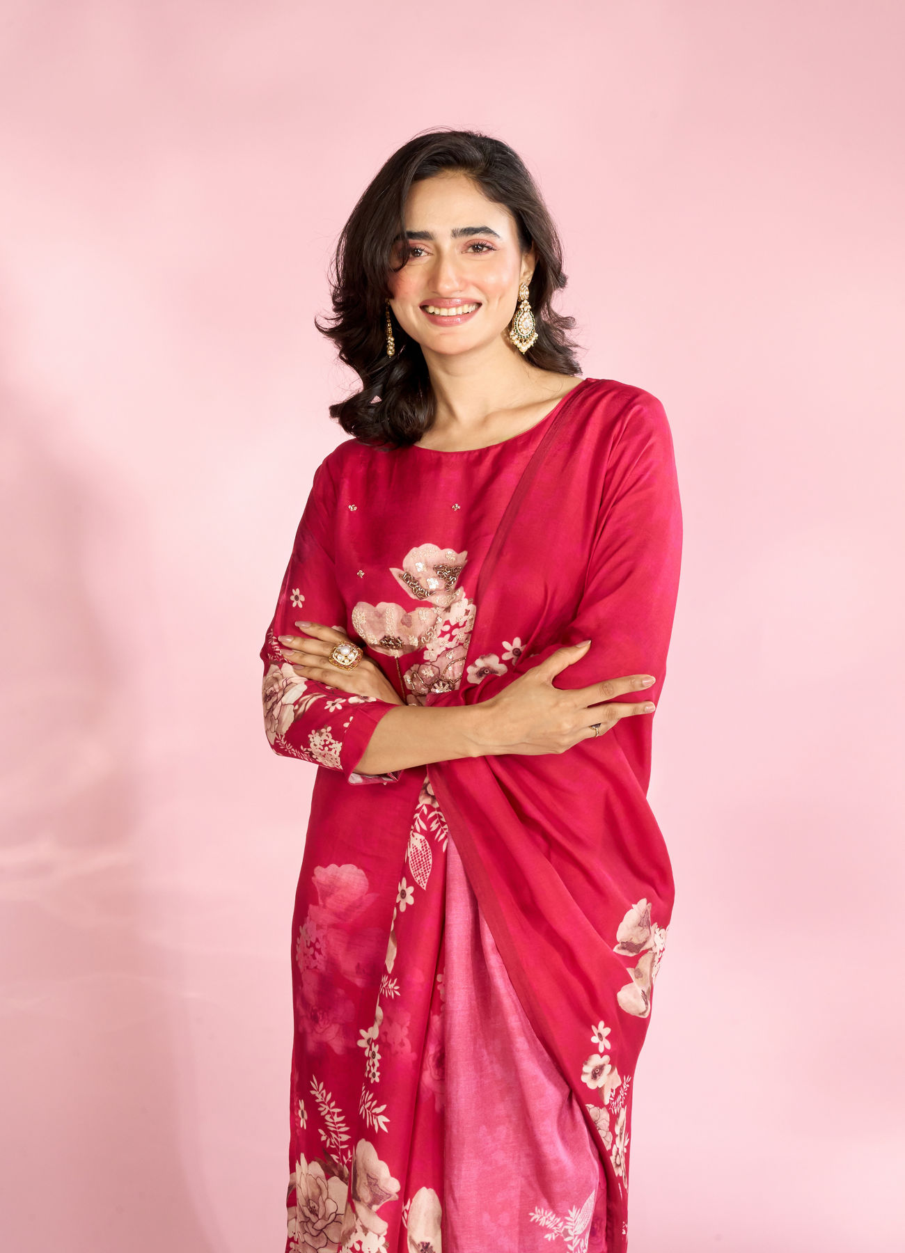 Mohey Women Blushing Pink Radiance Straight Suits
