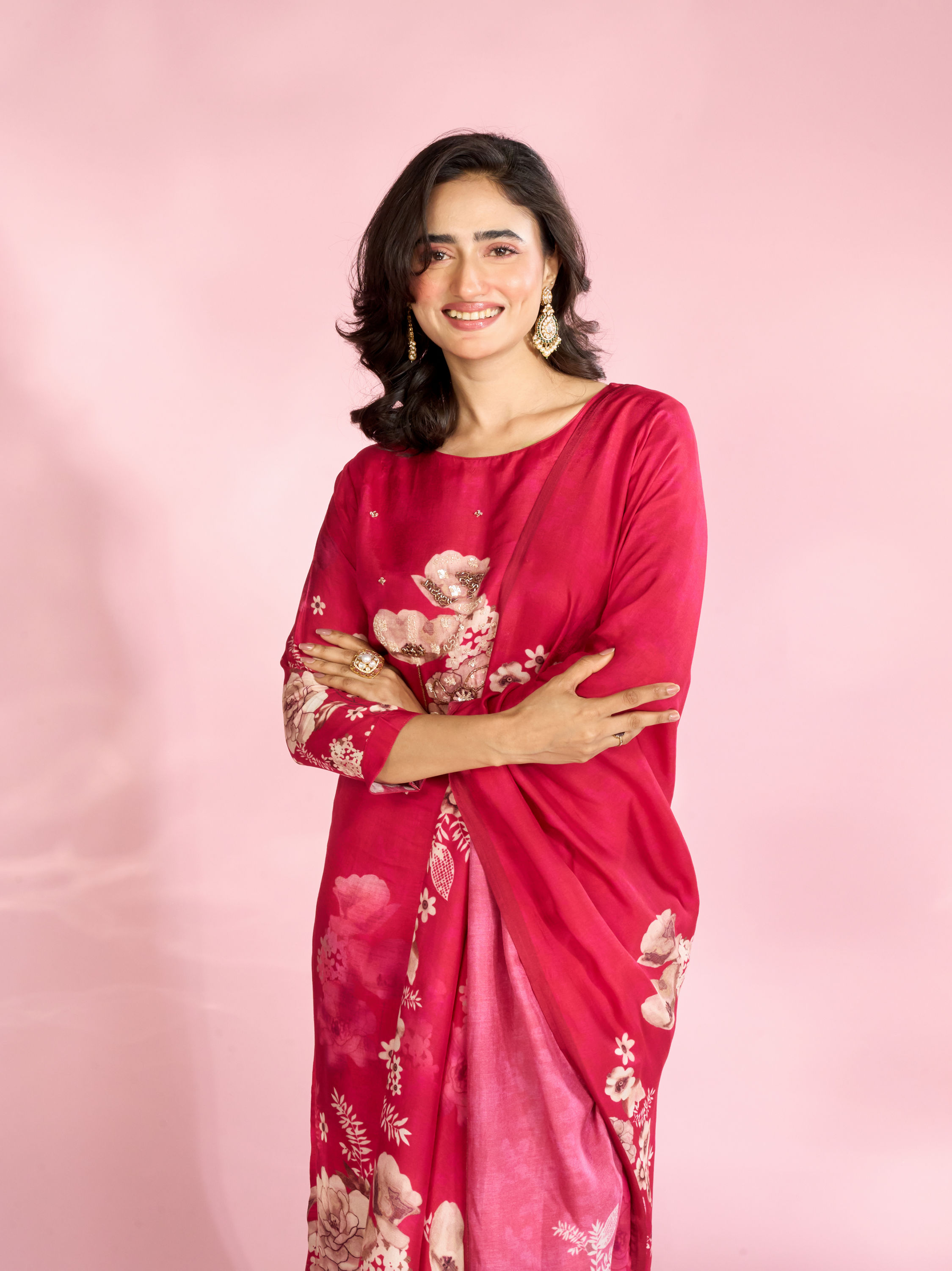 Mohey Women Blushing Pink Radiance Straight Suits