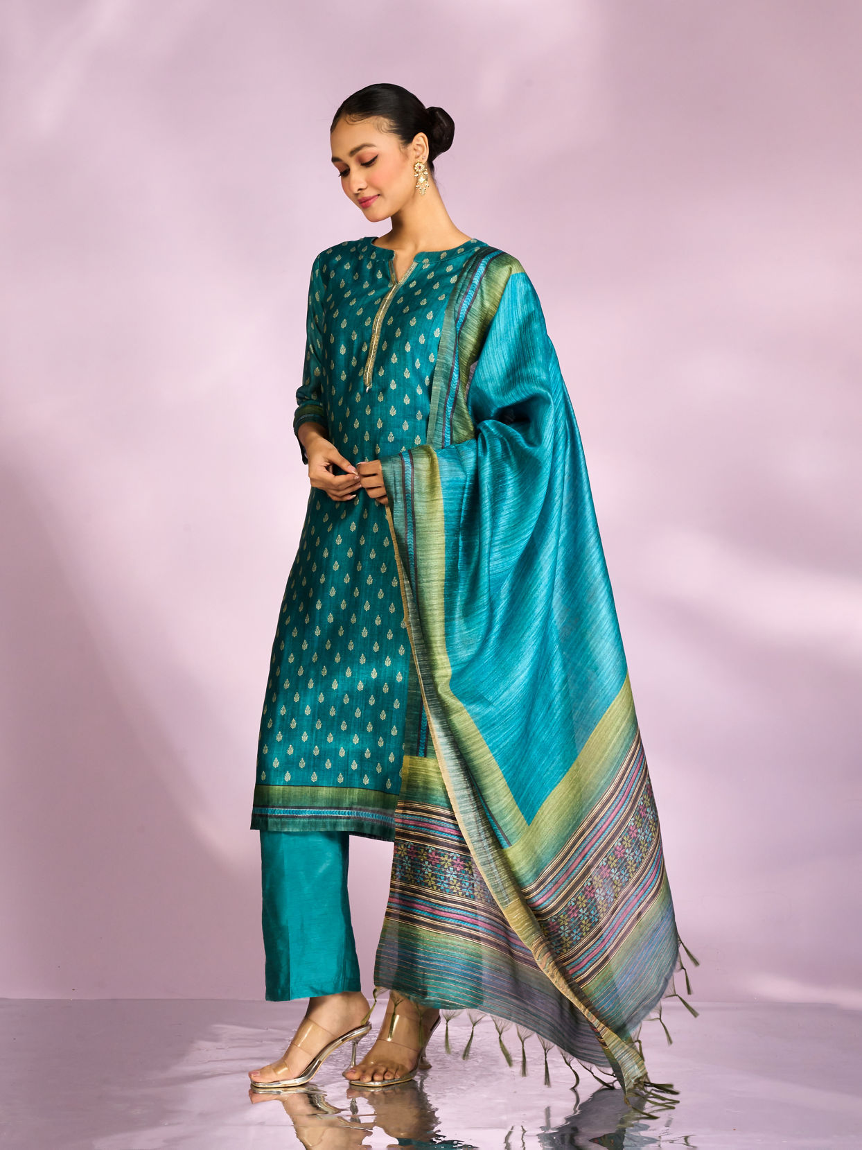 Mohey Women Royal Blue Festive Silk Palazzo Suit