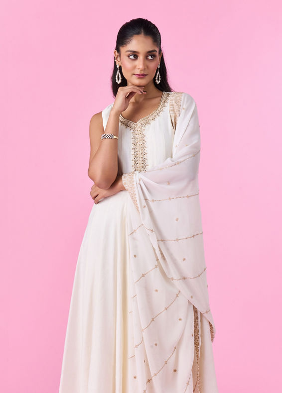 Mohey Women Ethereal White Anarkali Suit