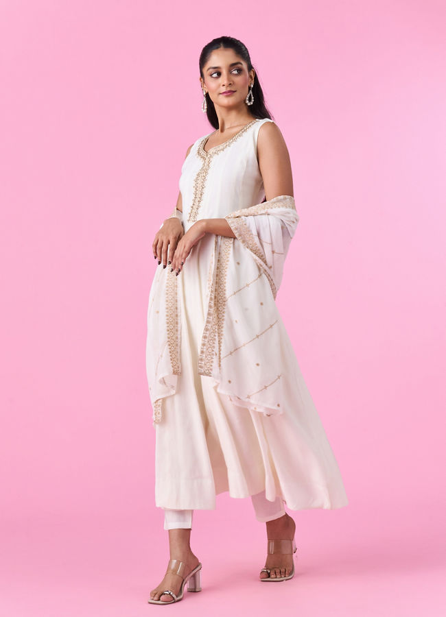 Mohey Women Ethereal White Anarkali Suit