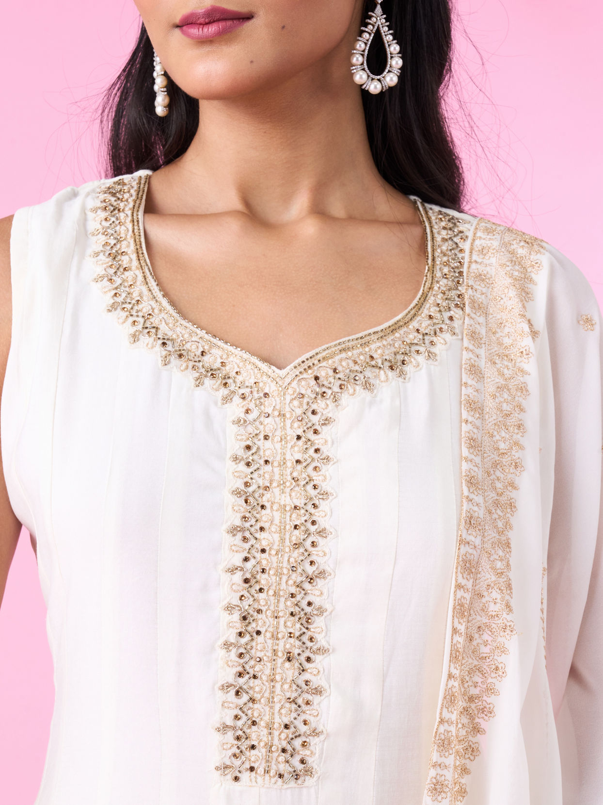 Mohey Women Ethereal White Anarkali Suit