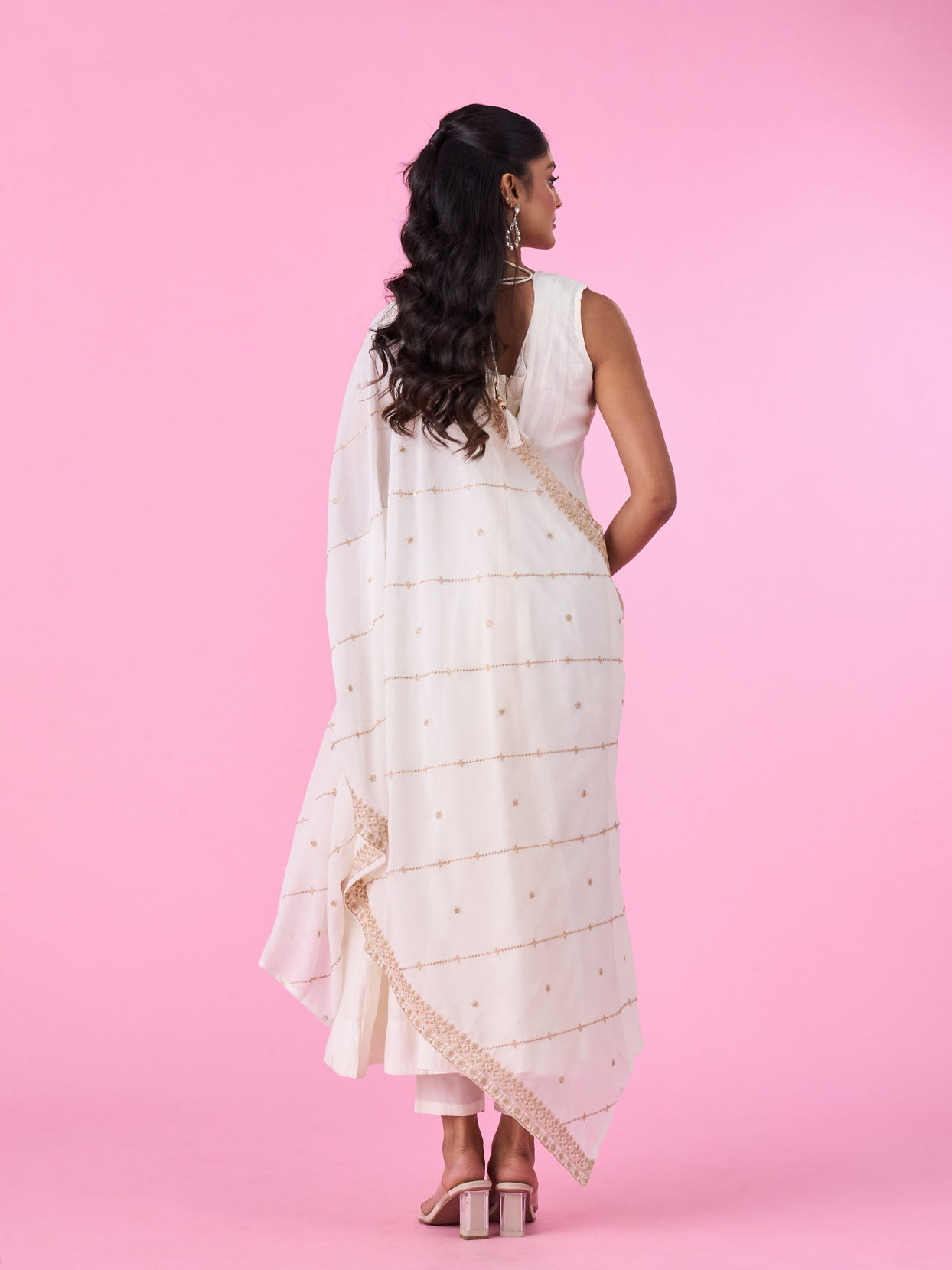 Mohey Women Ethereal White Anarkali Suit