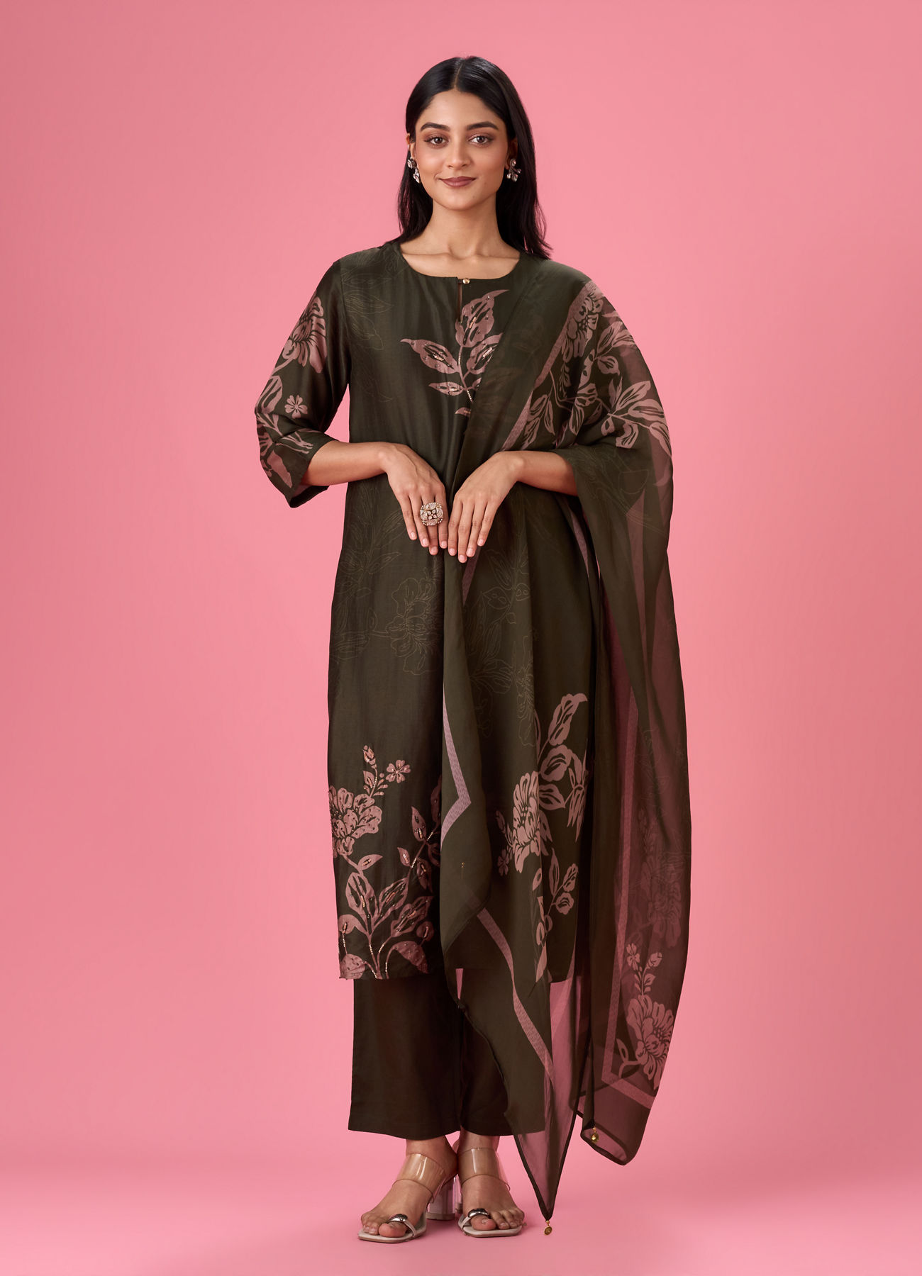 Mohey Women Emerald Green Straight Suit