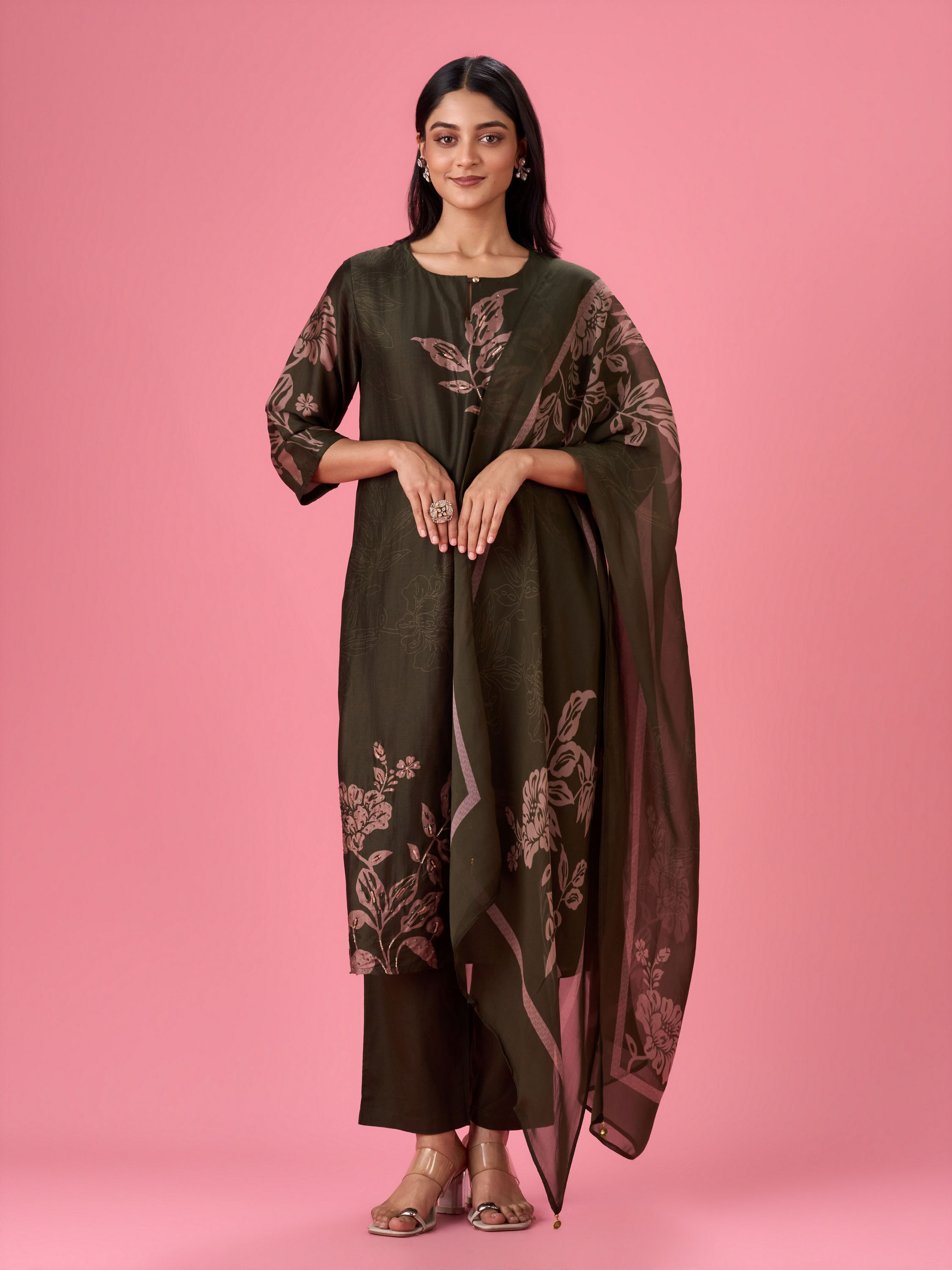 Mohey Women Emerald Green Straight Suit