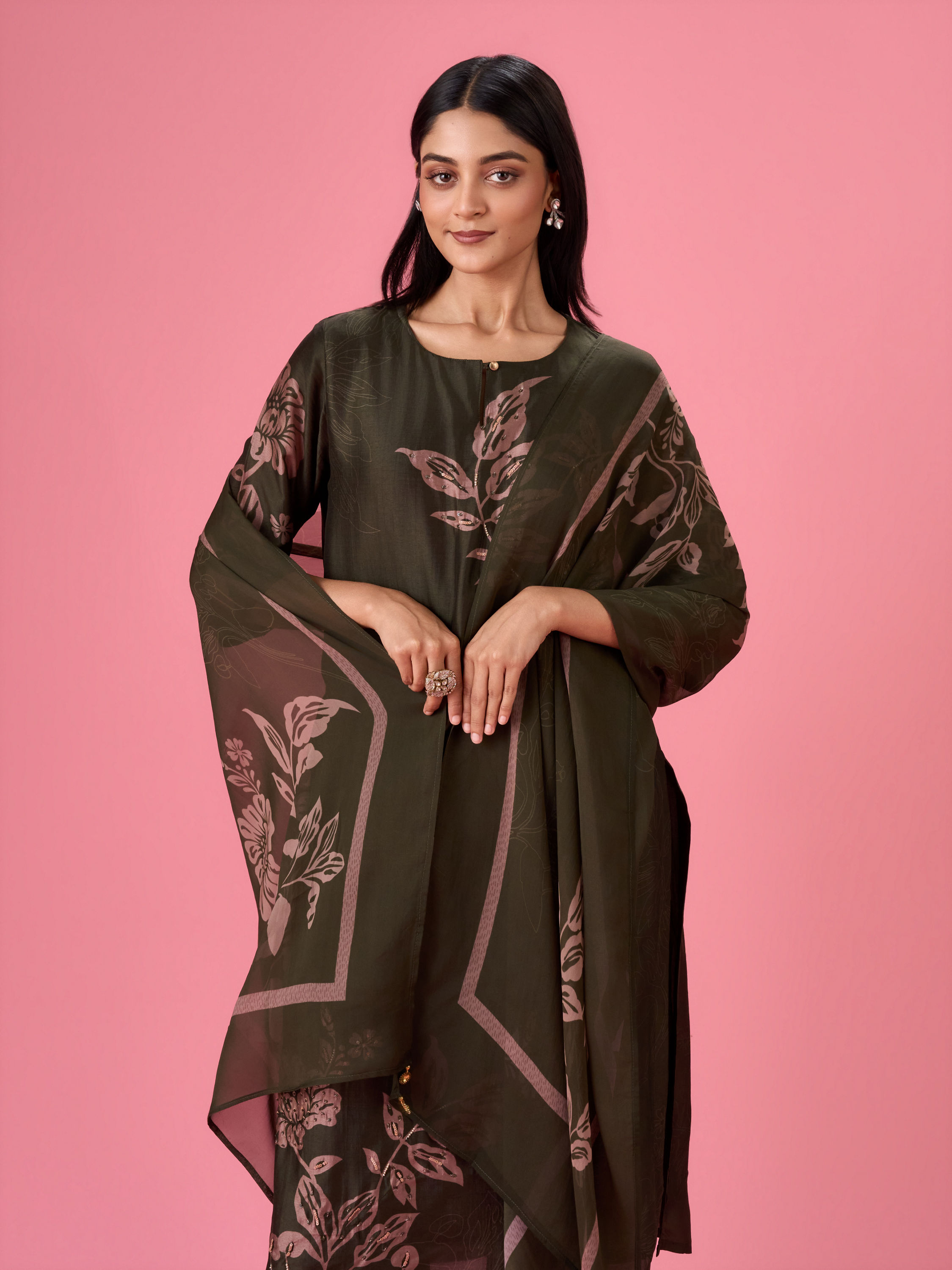 Mohey Women Emerald Green Straight Suit