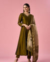 Mohey Women Green Art Silk Anarkali Suit with Hand Embroidery