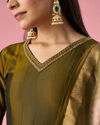 Mohey Women Green Art Silk Anarkali Suit with Hand Embroidery
