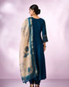 Mohey Women Blue Silk Anarkali Suit with Embroidery