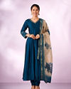 Mohey Women Blue Silk Anarkali Suit with Embroidery