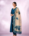 Mohey Women Blue Silk Anarkali Suit with Embroidery