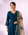 Mohey Women Blue Silk Anarkali Suit with Embroidery
