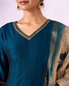Mohey Women Blue Silk Anarkali Suit with Embroidery