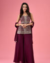Glamorous Wine Tissue Palazzo Suit
