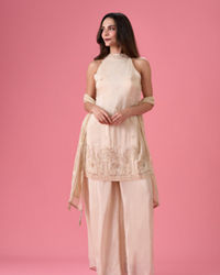 Mohey Women Breezy Organza Cream Palazzo Suit