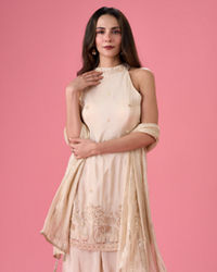Mohey Women Breezy Organza Cream Palazzo Suit