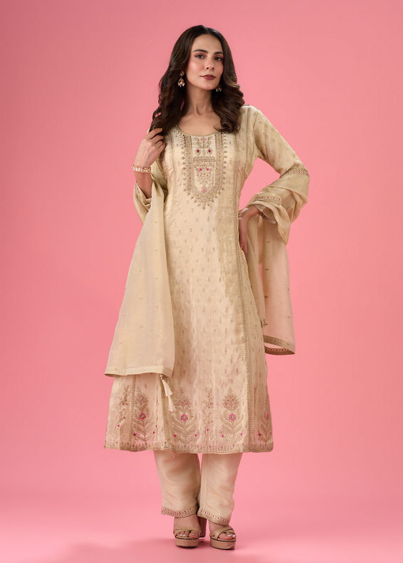 Mohey Women Radiant Cream Anarkali Suit
