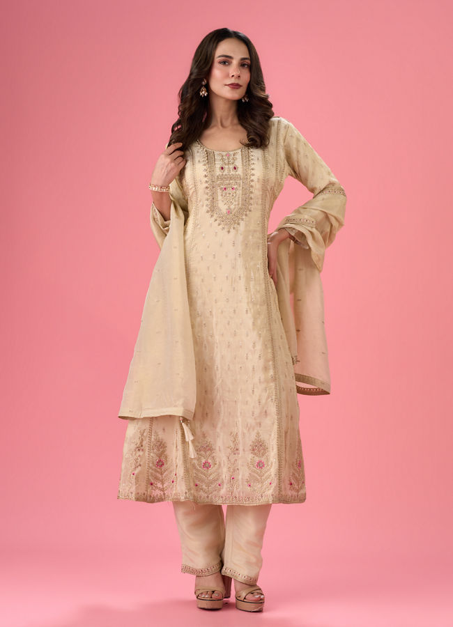 Mohey Women Radiant Cream Anarkali Suit