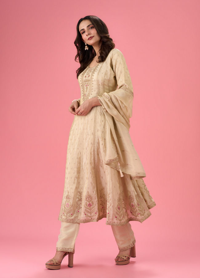Mohey Women Radiant Cream Anarkali Suit