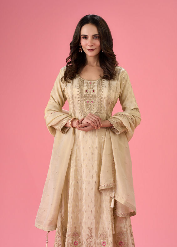 Mohey Women Radiant Cream Anarkali Suit