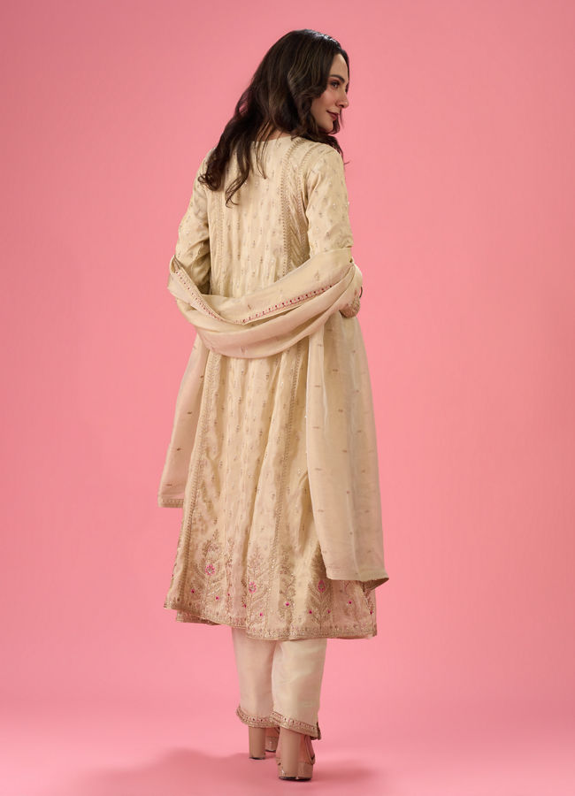 Mohey Women Radiant Cream Anarkali Suit