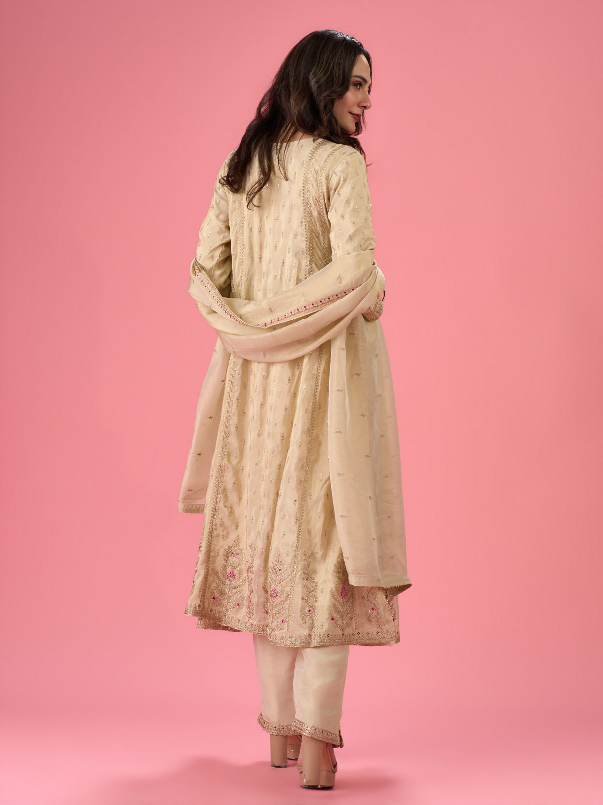 Mohey Women Radiant Cream Anarkali Suit