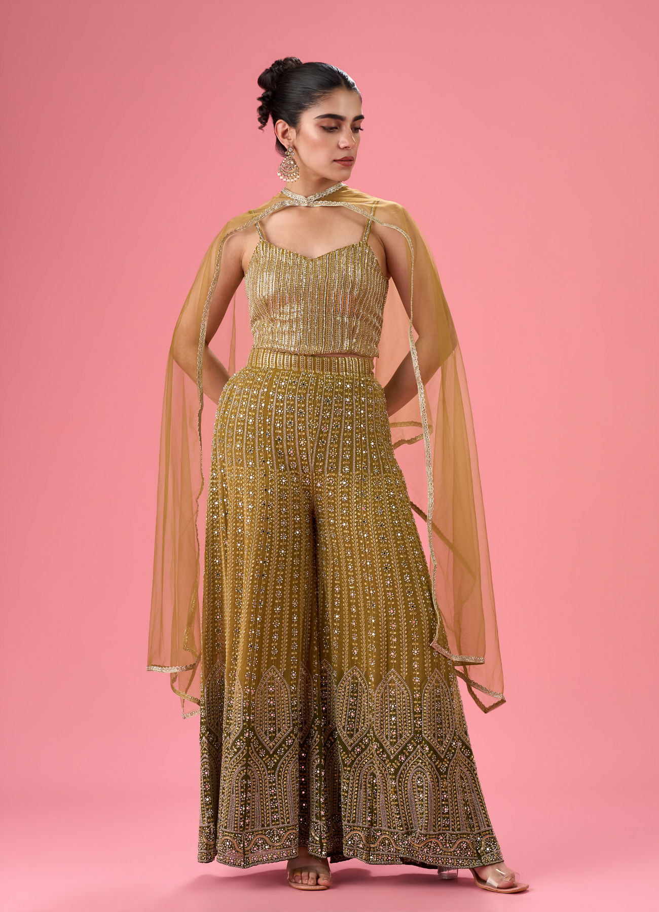 Mohey Women Majestic Mehandi Indo Western Set