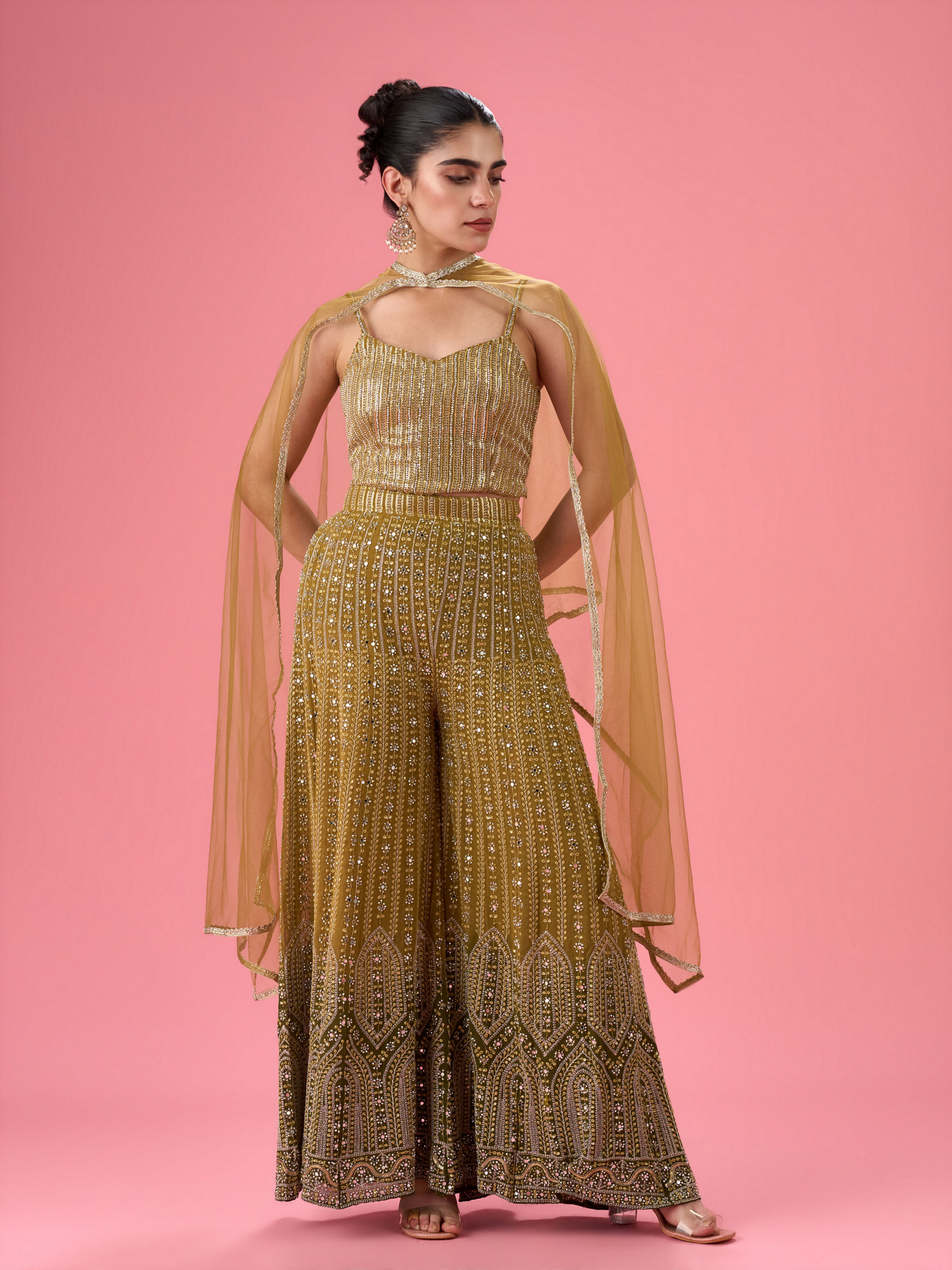 Mohey Women Majestic Mehandi Indo Western Set