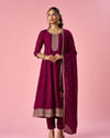 Mohey Women Wine Art Silk Anarkali Suit with Sequin Work