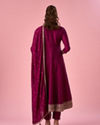 Mohey Women Wine Art Silk Anarkali Suit with Sequin Work