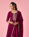 Mohey Women Wine Art Silk Anarkali Suit with Sequin Work