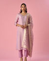Mohey Women Purple Tissue Stitched Suit with Hand Embroidery