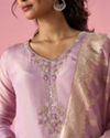 Mohey Women Purple Tissue Stitched Suit with Hand Embroidery
