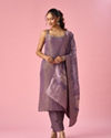 Mohey Women Purple Tissue Straight Suit with Dupatta