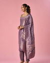 Mohey Women Purple Tissue Straight Suit with Dupatta