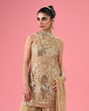 Mohey Women Fawn Elegance Net Palazzo Suit