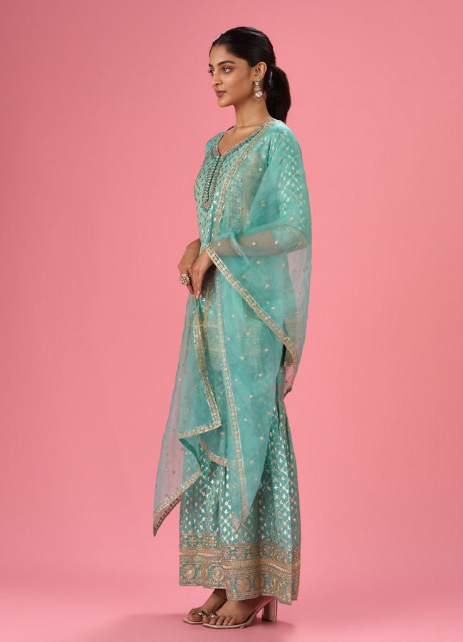 Mohey Women Light Blue Elegance Sharara Suit