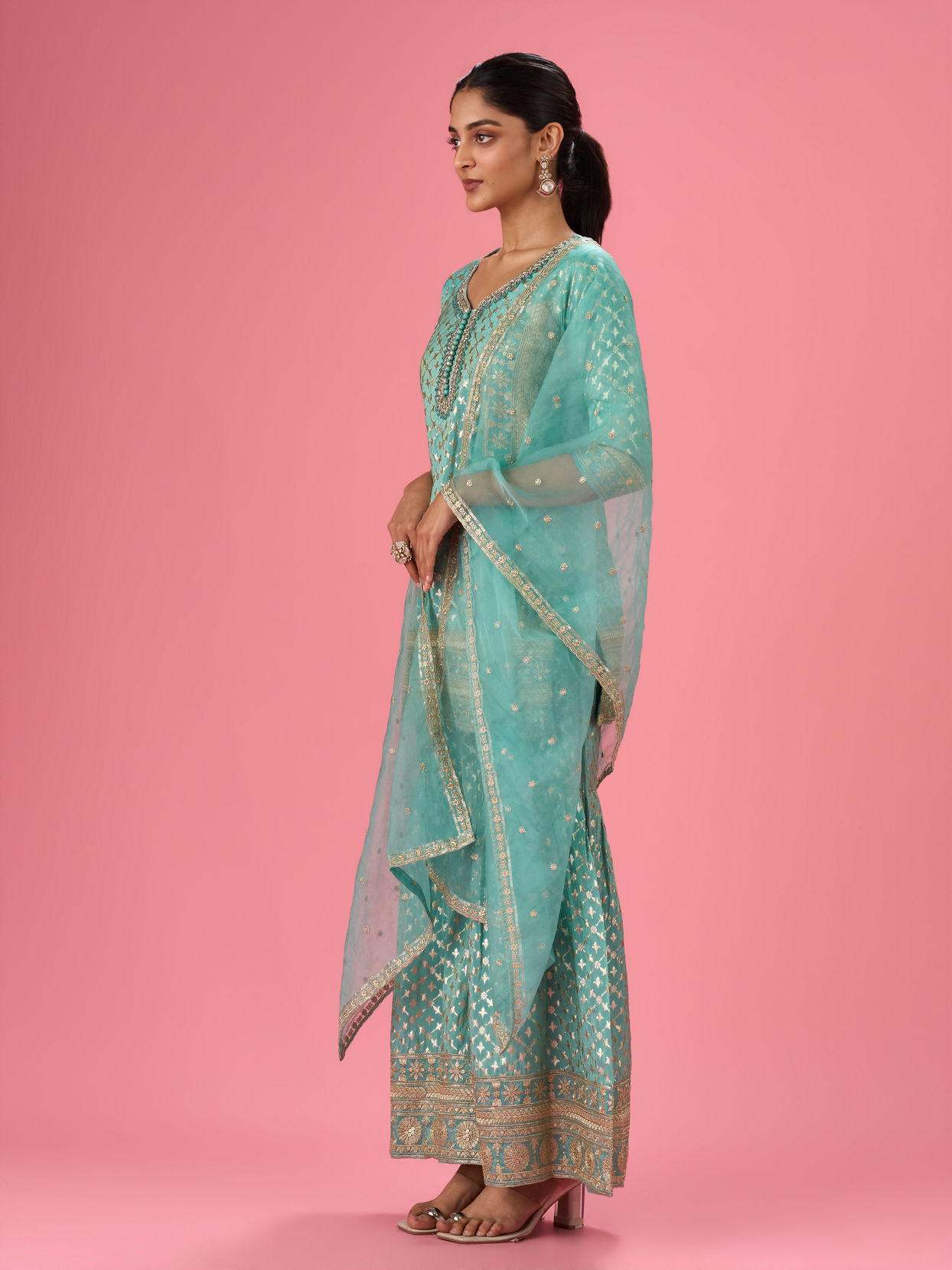 Mohey Women Light Blue Elegance Sharara Suit
