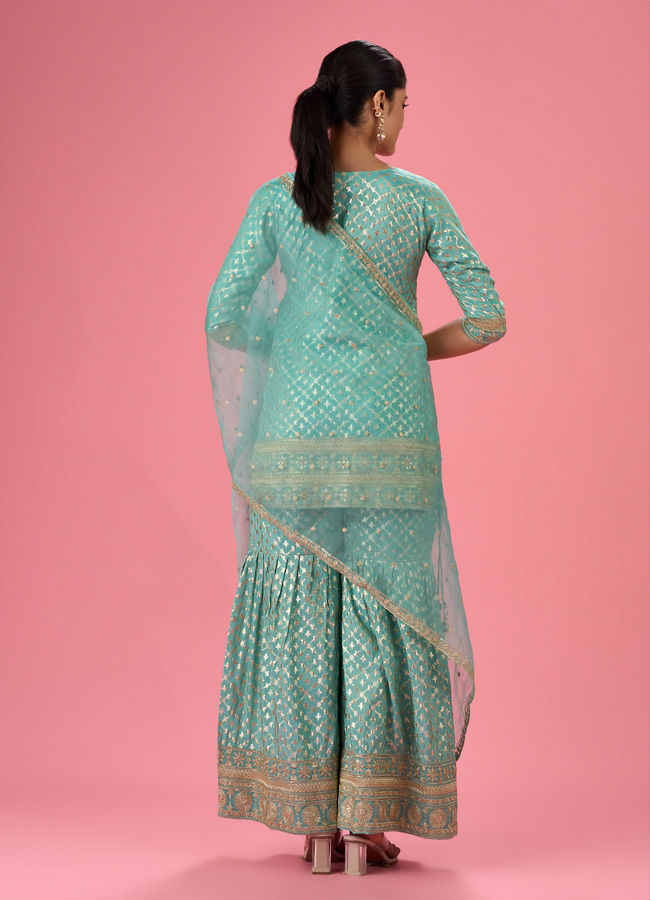 Mohey Women Light Blue Elegance Sharara Suit