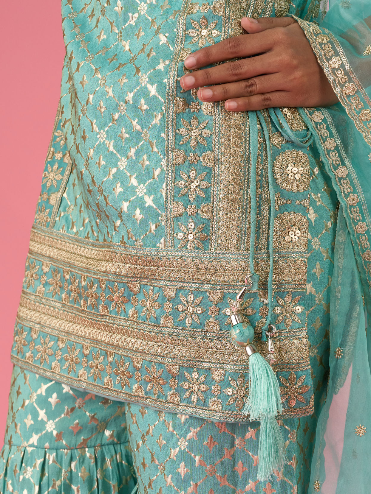 Mohey Women Light Blue Elegance Sharara Suit
