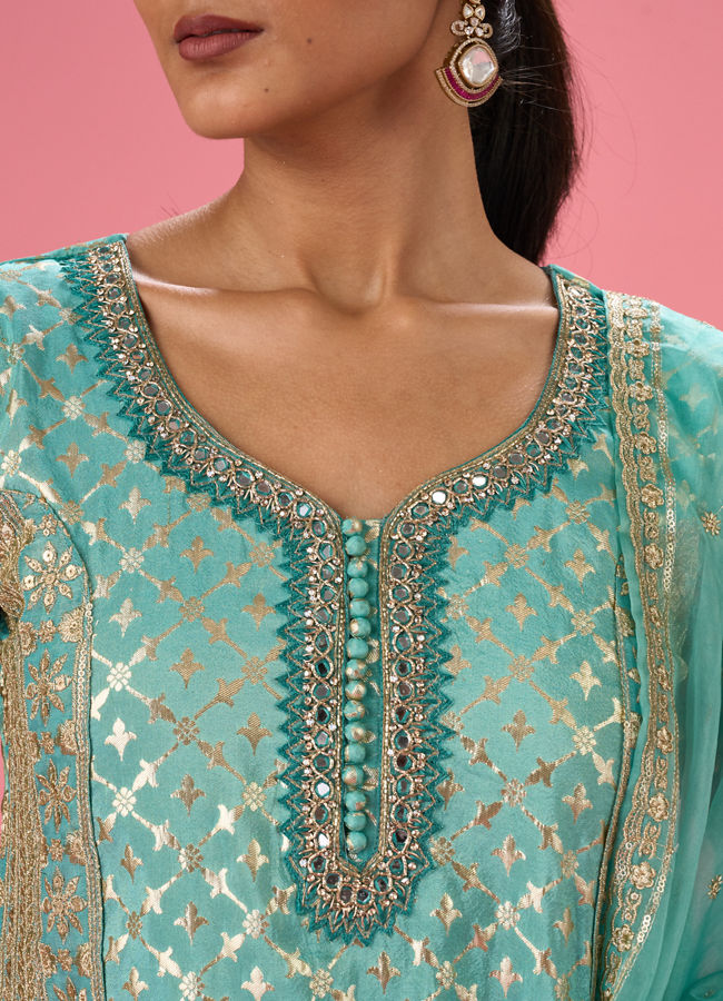 Mohey Women Light Blue Elegance Sharara Suit
