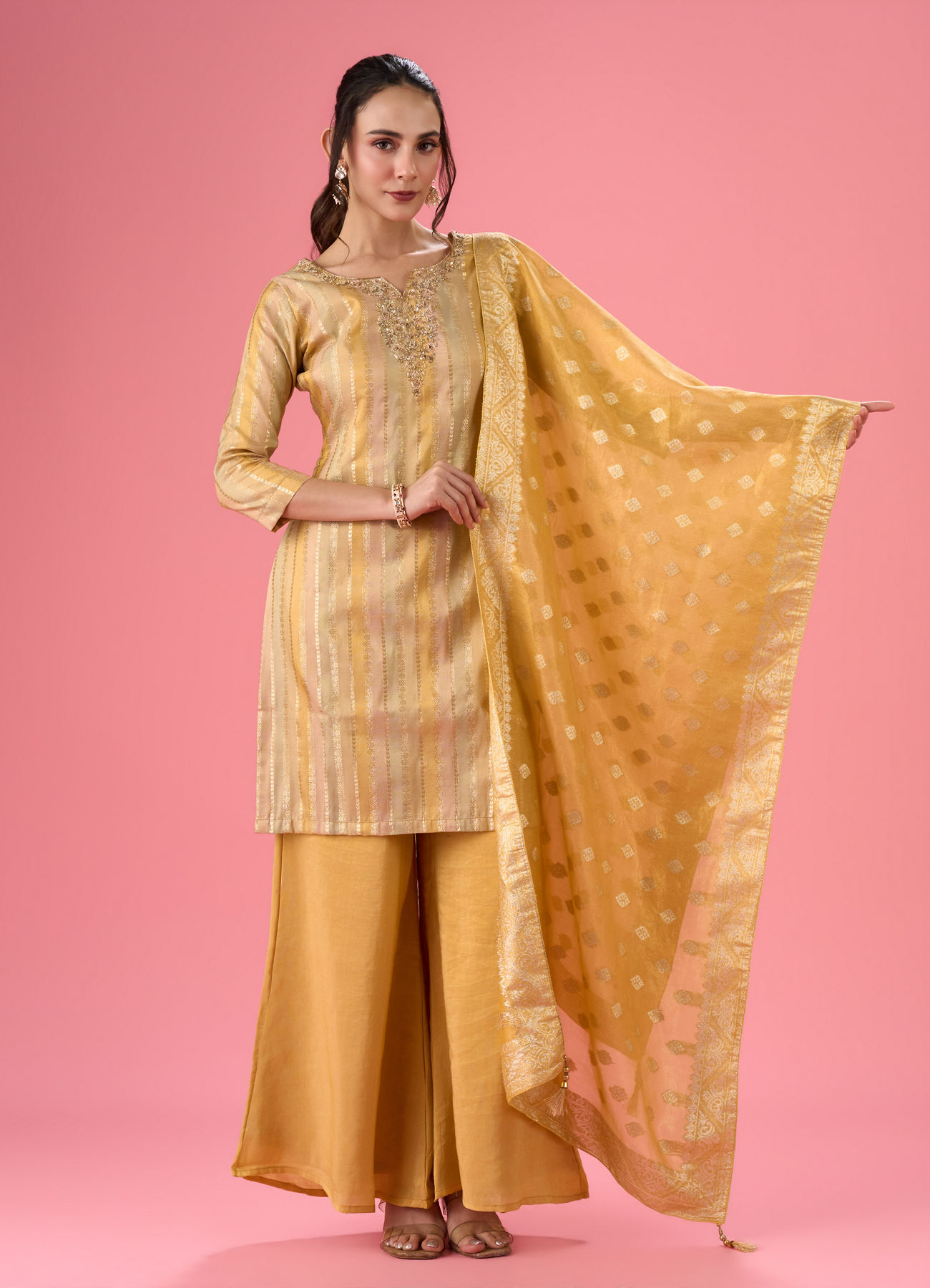 Mohey Women Radiant Yellow Palazzo Suit