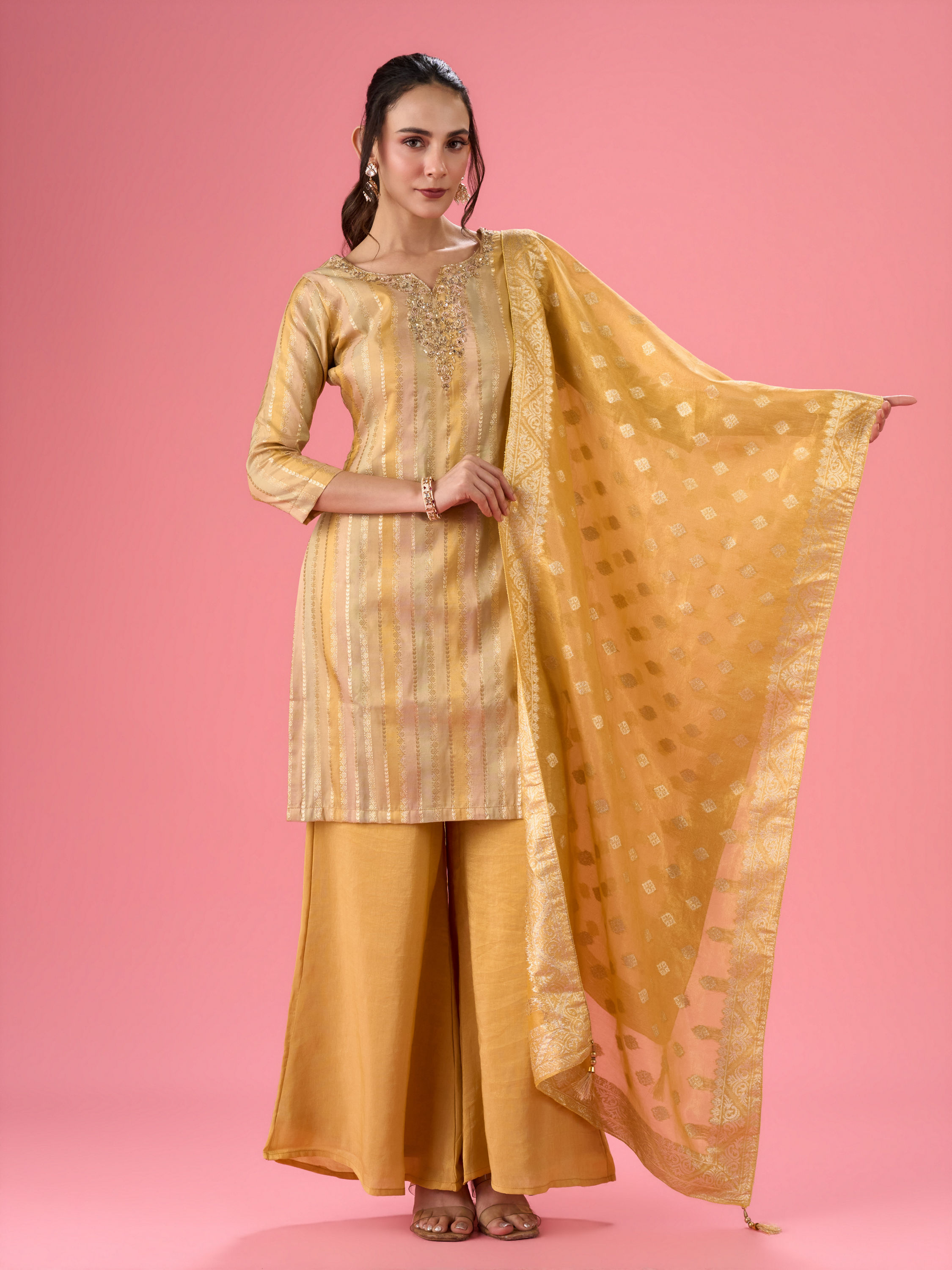 Mohey Women Radiant Yellow Palazzo Suit