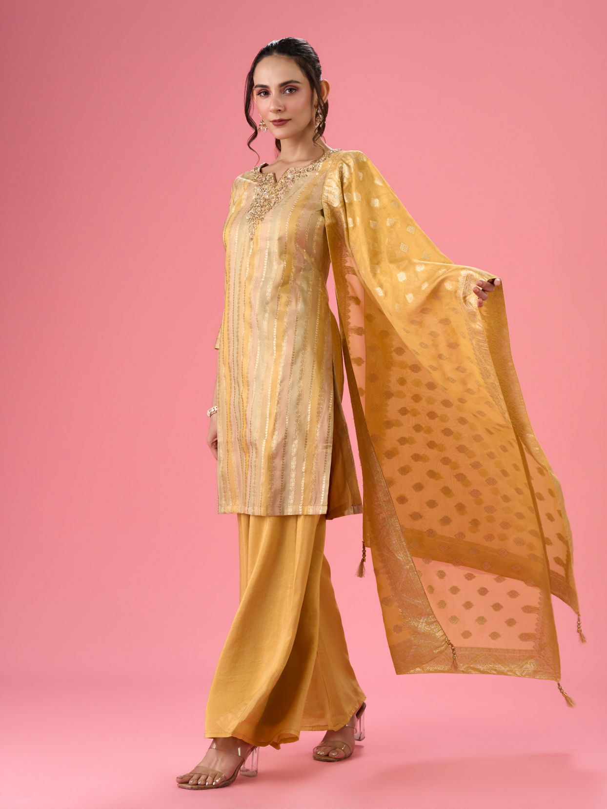 Mohey Women Radiant Yellow Palazzo Suit