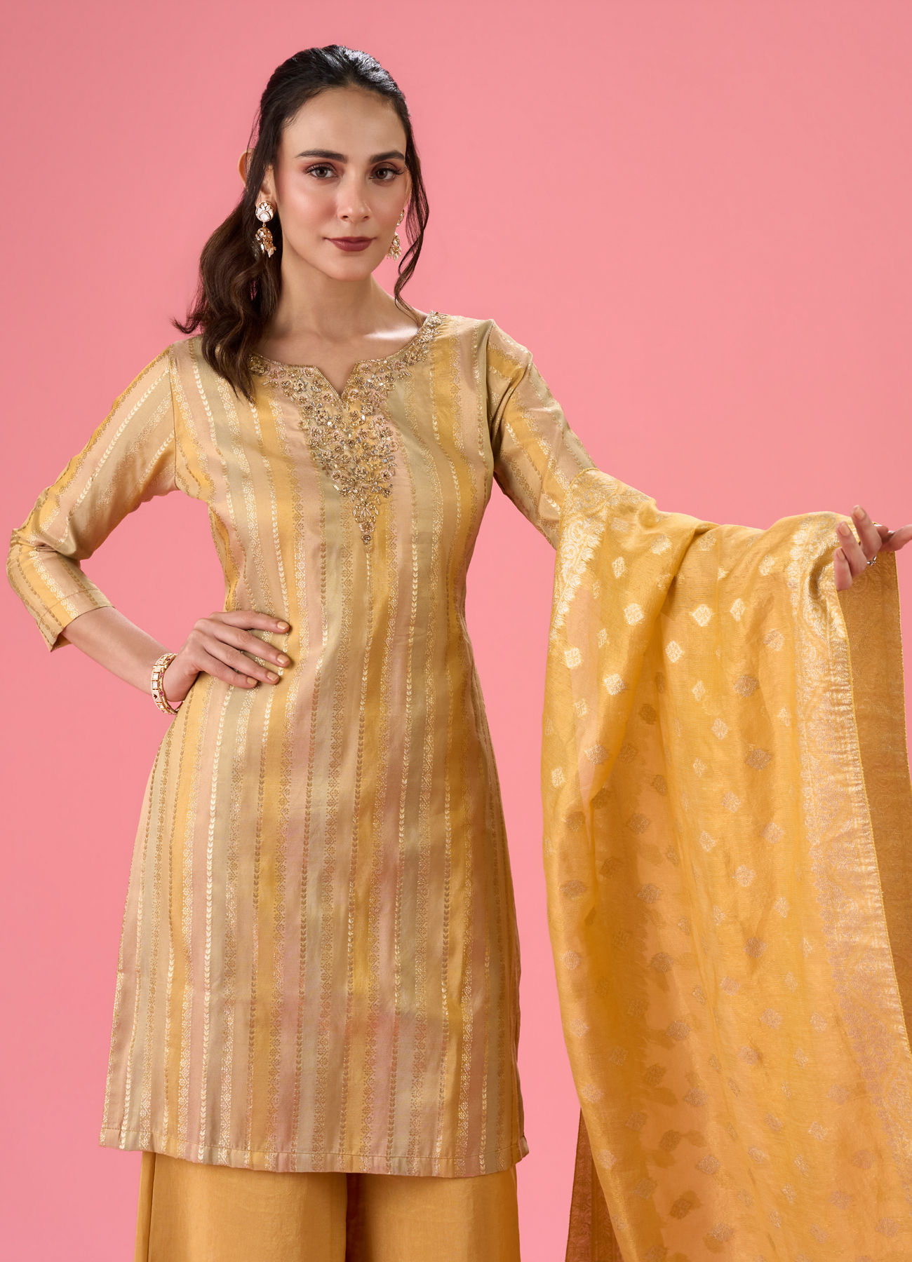 Mohey Women Radiant Yellow Palazzo Suit
